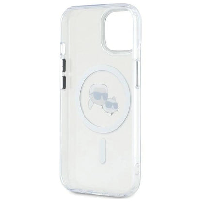 Karl Lagerfeld IML Metal Karl&amp;Choupette Head MagSafe iPhone 14 Case - White_6
