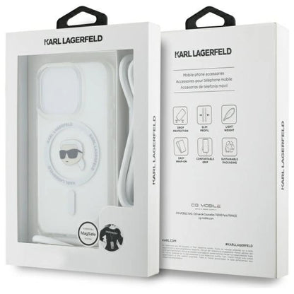 Karl Lagerfeld Crossbody IML Karl Head Magsafe Case for iPhone 16 Pro - Clear_6