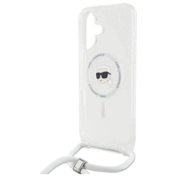 Karl Lagerfeld Crossbody IML Karl Head Magsafe Case for iPhone 16 - Clear_4