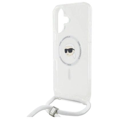 Karl Lagerfeld Crossbody IML Karl Head Magsafe Case for iPhone 16 - Clear_4