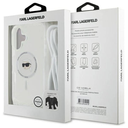 Karl Lagerfeld Crossbody IML Karl Head Magsafe Case for iPhone 16 - Clear_6