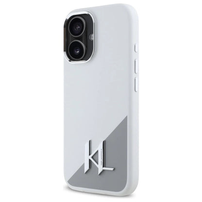 Karl Lagerfeld Silicone Initial Metal Logo MagSafe iPhone 16 Case - White_1