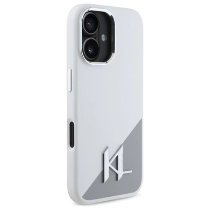Karl Lagerfeld Silicone Initial Metal Logo MagSafe iPhone 16 Case - White_3