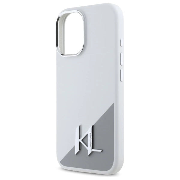 Karl Lagerfeld Silicone Initial Metal Logo MagSafe iPhone 16 Case - White_5
