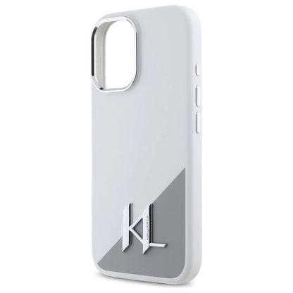Karl Lagerfeld Silicone Initial Metal Logo MagSafe iPhone 16 Case - White_5
