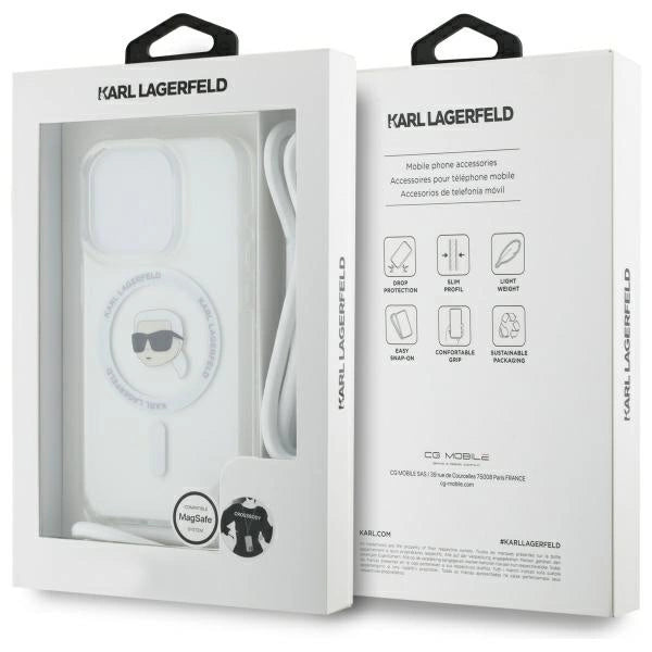 Karl Lagerfeld Crossbody IML Karl Head Magsafe Case for iPhone 16 Pro Max - Clear_6