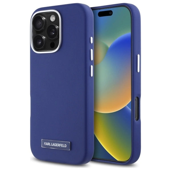 Karl Lagerfeld FW Metal Plate MagSafe iPhone 16 Pro Max Case - Blue_0