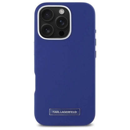 Karl Lagerfeld FW Metal Plate MagSafe iPhone 16 Pro Max Case - Blue_2