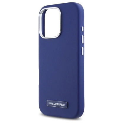 Karl Lagerfeld FW Metal Plate MagSafe iPhone 16 Pro Max Case - Blue_5