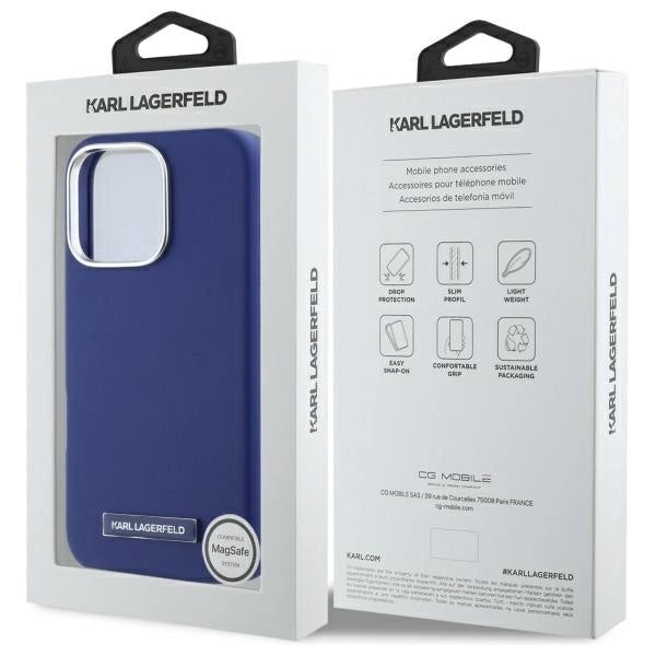Karl Lagerfeld FW Metal Plate MagSafe iPhone 16 Pro Max Case - Blue_7