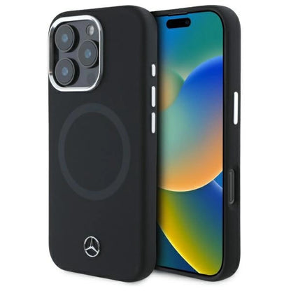 Mercedes Silicone Tonal Logo MagSafe iPhone 16 Pro Case - Black_0