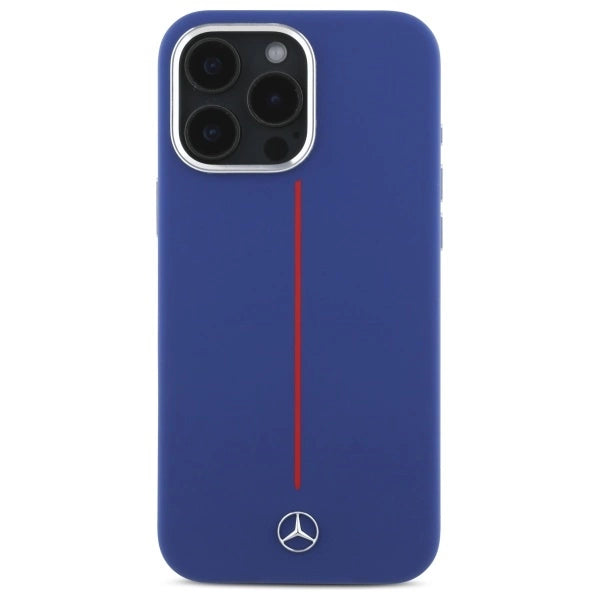 Mercedes Silicone Red Stripe MagSafe Case for iPhone 16 Pro Max - Navy Blue_2