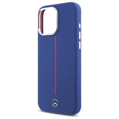 Mercedes Silicone Red Stripe MagSafe Case for iPhone 16 Pro Max - Navy Blue_5