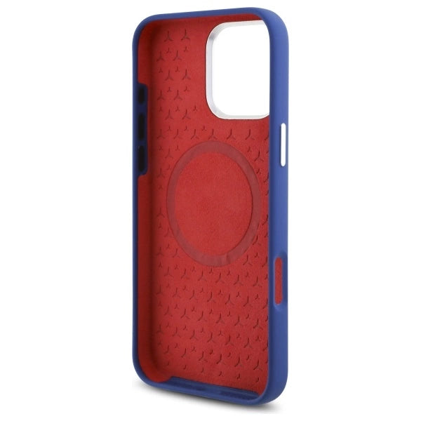 Mercedes Silicone Red Stripe MagSafe Case for iPhone 16 Pro Max - Navy Blue_6