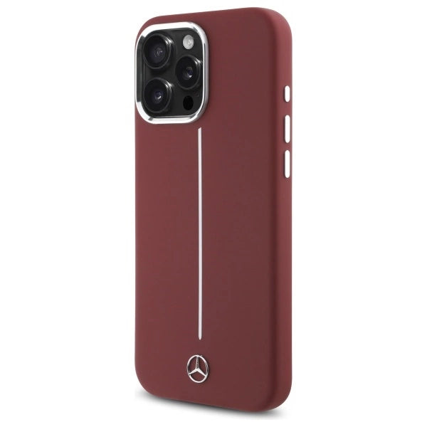Mercedes Silicone White Stripe MagSafe Case for iPhone 16 Pro Max - Red_1