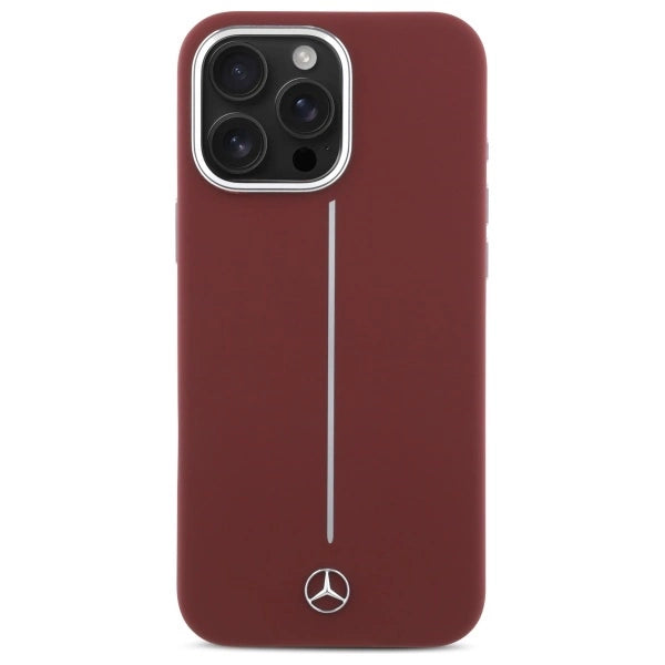 Mercedes Silicone White Stripe MagSafe Case for iPhone 16 Pro Max - Red_2