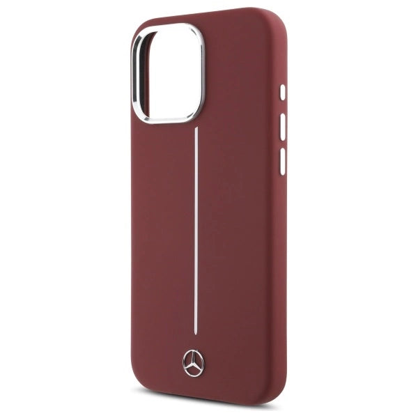 Mercedes Silicone White Stripe MagSafe Case for iPhone 16 Pro Max - Red_5