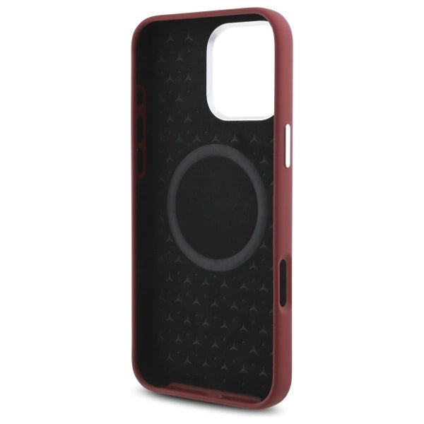 Mercedes Silicone White Stripe MagSafe Case for iPhone 16 Pro Max - Red_6