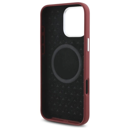 Mercedes Silicone White Stripe MagSafe Case for iPhone 16 Pro Max - Red_6
