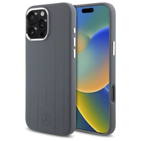 Mercedes Silicone Vertical Tonal Stripes MagSafe Case for iPhone 16 Pro Max - Gray_0