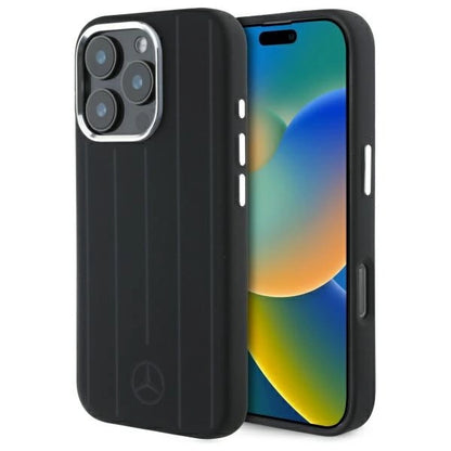 Mercedes Silicone Vertical Tonal Stripes MagSafe Case for iPhone 16 Pro Max - Black_0