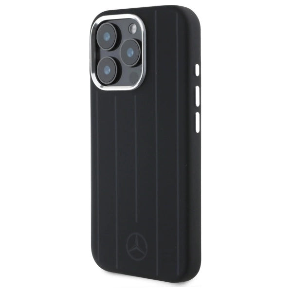 Mercedes Silicone Vertical Tonal Stripes MagSafe Case for iPhone 16 Pro Max - Black_1