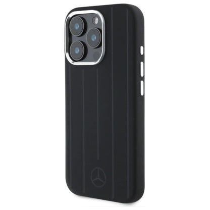Mercedes Silicone Vertical Tonal Stripes MagSafe Case for iPhone 16 Pro Max - Black_1