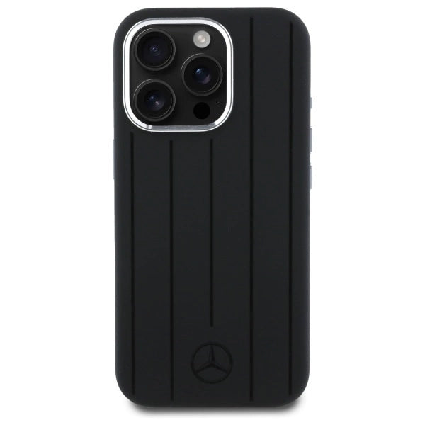 Mercedes Silicone Vertical Tonal Stripes MagSafe Case for iPhone 16 Pro Max - Black_2