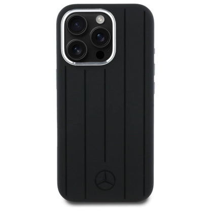 Mercedes Silicone Vertical Tonal Stripes MagSafe Case for iPhone 16 Pro Max - Black_2