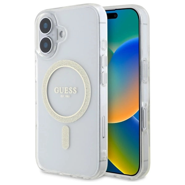 Guess GUHMP16MHFGERET iPhone 16 Plus 6.7" transparent hardcase IML Glitter Circle MagSafe_0