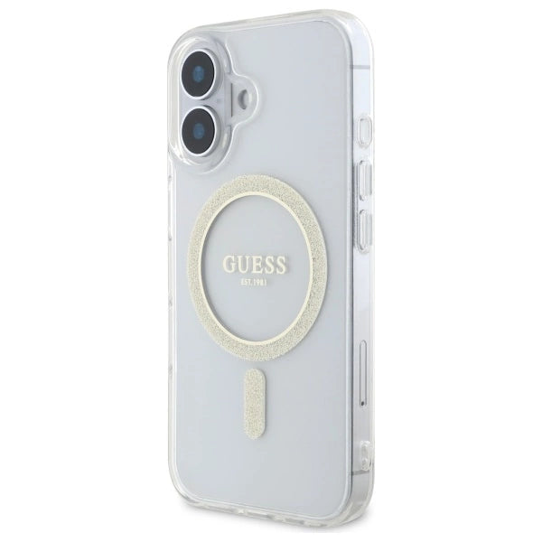 Guess GUHMP16MHFGERET iPhone 16 Plus 6.7" transparent hardcase IML Glitter Circle MagSafe_1