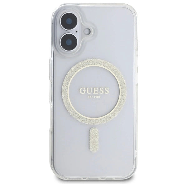 Guess GUHMP16MHFGERET iPhone 16 Plus 6.7" transparent hardcase IML Glitter Circle MagSafe_2