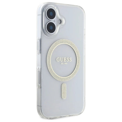 Guess GUHMP16MHFGERET iPhone 16 Plus 6.7" transparent hardcase IML Glitter Circle MagSafe_3