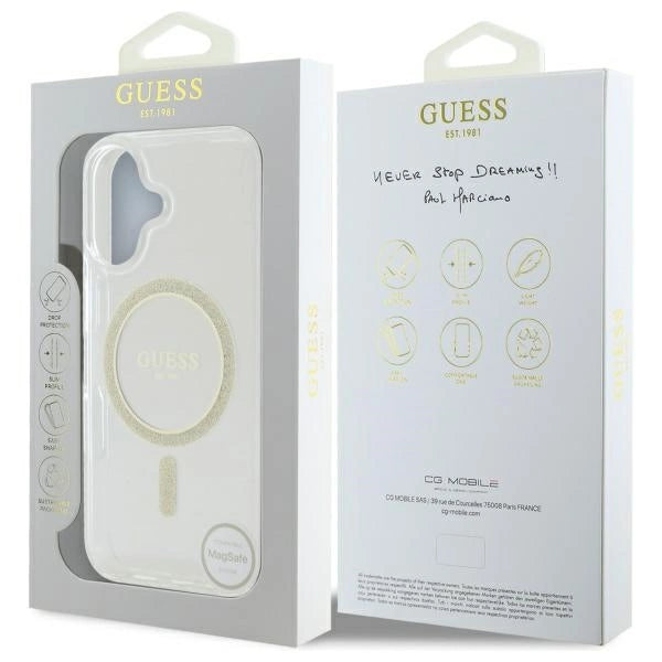 Guess GUHMP16MHFGERET iPhone 16 Plus 6.7" transparent hardcase IML Glitter Circle MagSafe_7