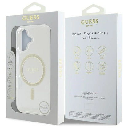 Guess GUHMP16MHFGERET iPhone 16 Plus 6.7" transparent hardcase IML Glitter Circle MagSafe_7