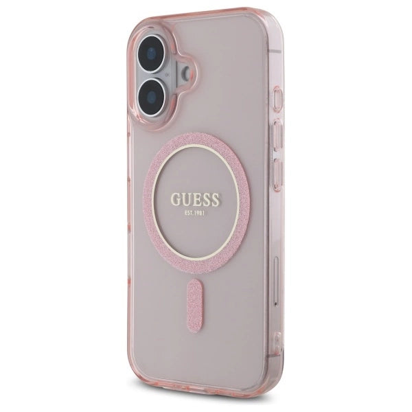 Guess GUHMP16SHFGEREP iPhone 16 6.1&quot; pink/pink hardcase IML Glitter Circle MagSafe_1