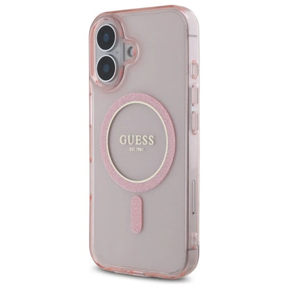 Guess GUHMP16SHFGEREP iPhone 16 6.1&quot; pink/pink hardcase IML Glitter Circle MagSafe_1