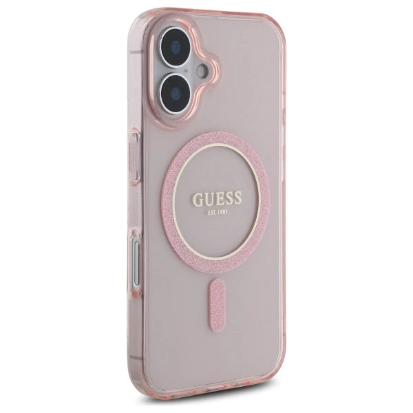 Guess GUHMP16SHFGEREP iPhone 16 6.1&quot; pink/pink hardcase IML Glitter Circle MagSafe_3