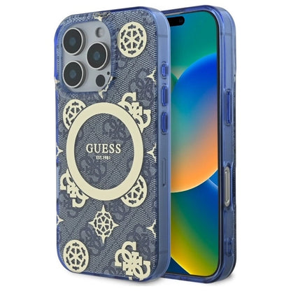 Guess GUHMP16XH4PYEEB iPhone 16 Pro Max 6.9" blue/blue hardcase IML Peony On 4G Background MagSafe_0