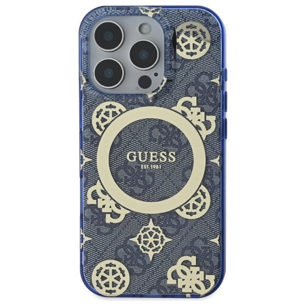 Guess GUHMP16XH4PYEEB iPhone 16 Pro Max 6.9" blue/blue hardcase IML Peony On 4G Background MagSafe_2