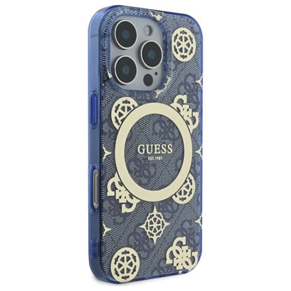 Guess GUHMP16XH4PYEEB iPhone 16 Pro Max 6.9" blue/blue hardcase IML Peony On 4G Background MagSafe_3