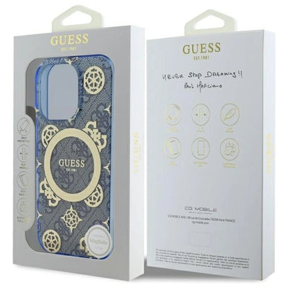 Guess GUHMP16XH4PYEEB iPhone 16 Pro Max 6.9" blue/blue hardcase IML Peony On 4G Background MagSafe_7