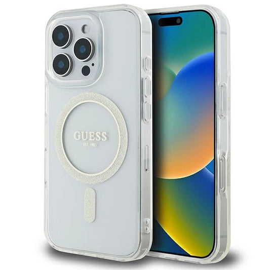 Etui Guess IML Glitter Circle MagSafe na iPhone 16 Pro Max - przezroczyste_0