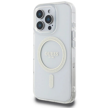 Etui Guess IML Glitter Circle MagSafe na iPhone 16 Pro Max - przezroczyste_1