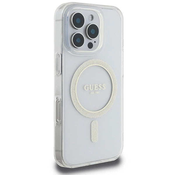 Etui Guess IML Glitter Circle MagSafe na iPhone 16 Pro Max - przezroczyste_3