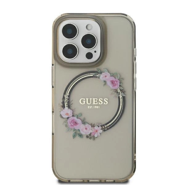 Guess GUHMP16XHFWFCK iPhone 16 Pro Max 6.9" black/black hardcase IML Flowers Wreath MagSafe_2