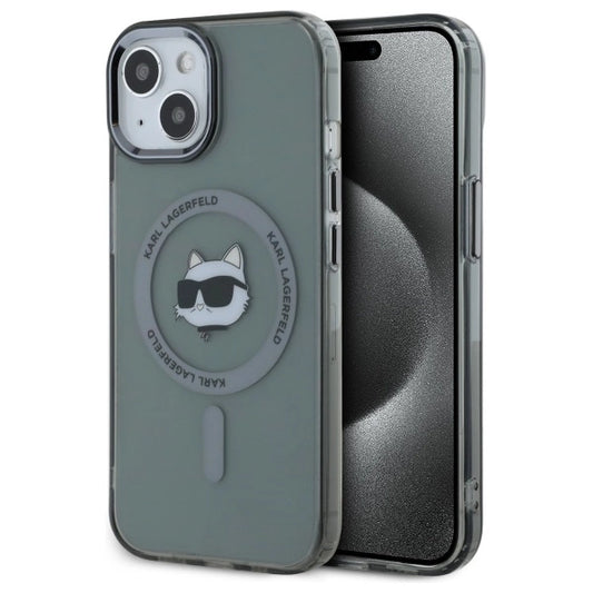 Karl Lagerfeld KLHMP15SHLSCHK iPhone 15 6.1&quot; black/black hardcase IML Metal Choupette Head MagSafe_0