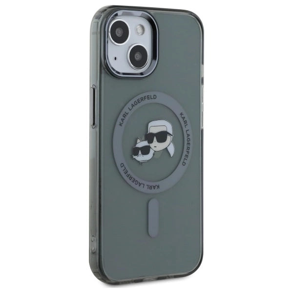 Karl Lagerfeld KLHMP15SHLSKCK iPhone 15 6.1" black/black hardcase IML Metal Karl&amp;Choupette Head MagSafe_3