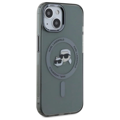Karl Lagerfeld KLHMP15SHLSKCK iPhone 15 6.1" black/black hardcase IML Metal Karl&amp;Choupette Head MagSafe_3