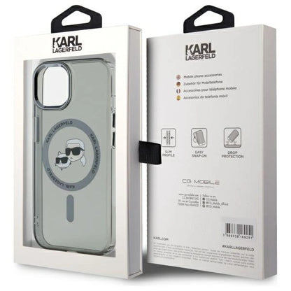Karl Lagerfeld KLHMP15SHLSKCK iPhone 15 6.1" black/black hardcase IML Metal Karl&amp;Choupette Head MagSafe_7